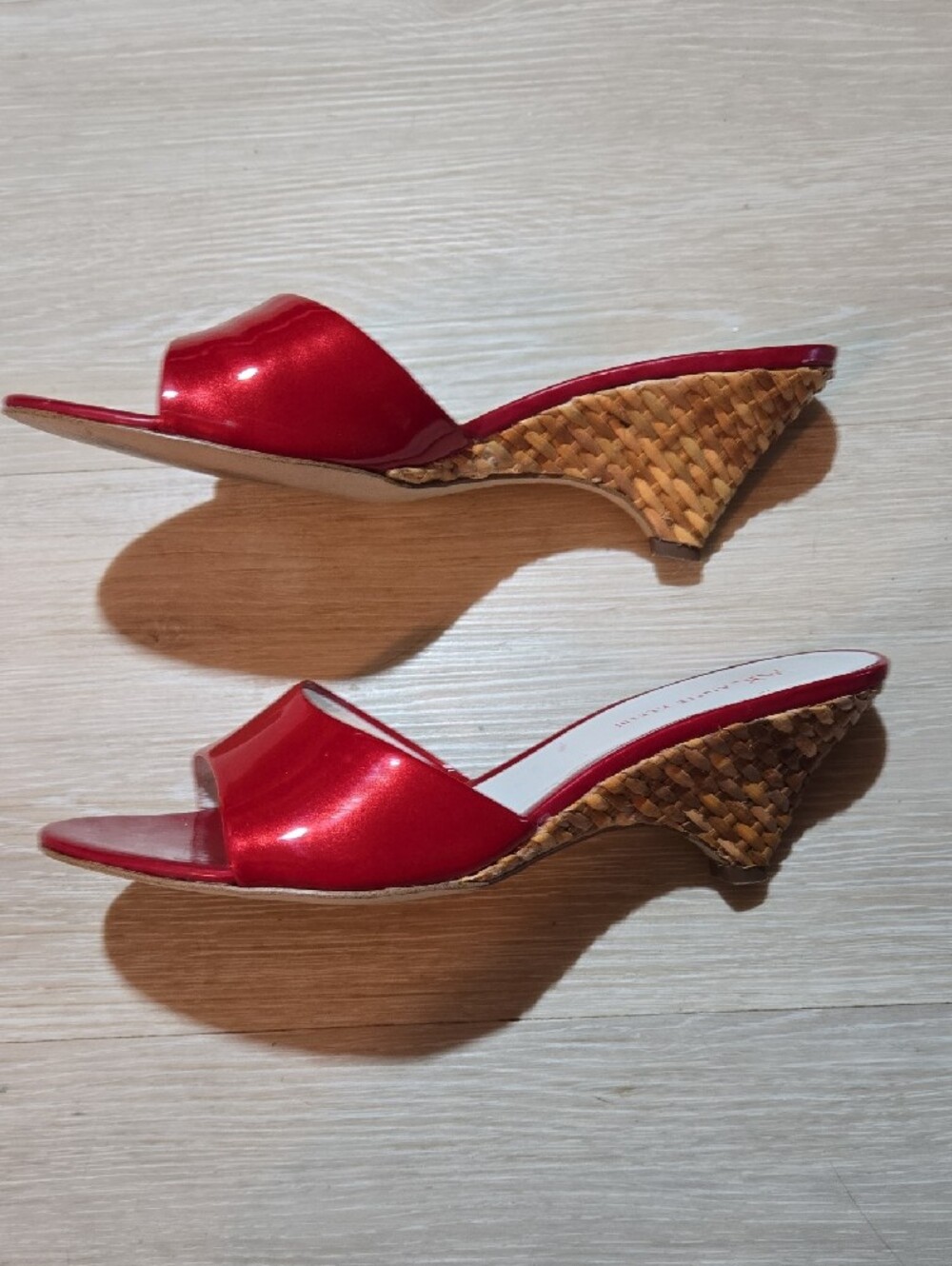 Anne Klein Patent Red Wedge Sandals Sz 6.5 with Box. - Picture 4 of 7